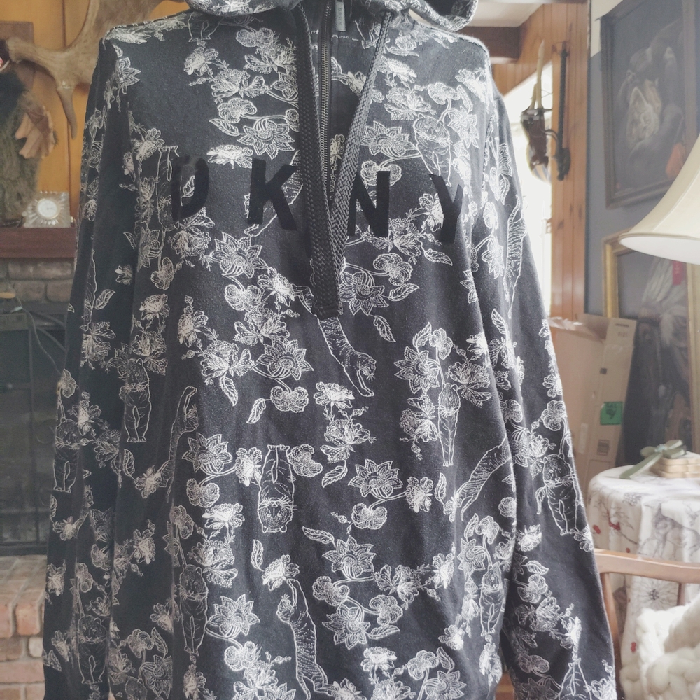 DKNY Monochrome Floral Hoodie